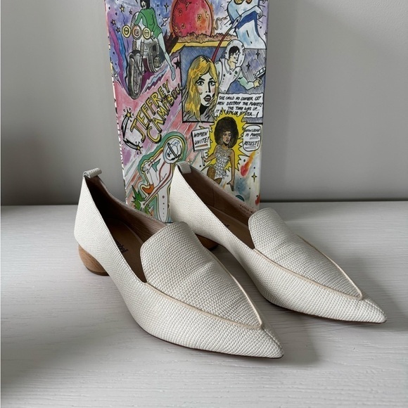 ❤️❤️Jeffry Campbell Chic Cream Loafers with Wooden Heel